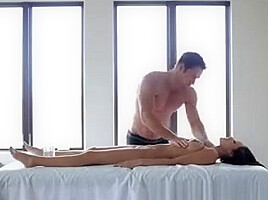Pretty Brunette Gets Pussy Eaten On Massage Table