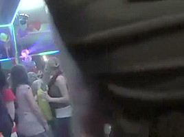 Public orgy with amateur babes in htclub