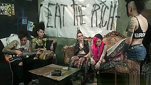 Punk rock slut rides dick