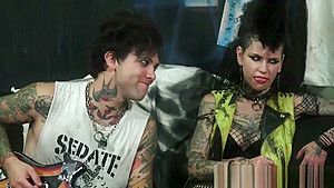 Punk rock slut rides dick