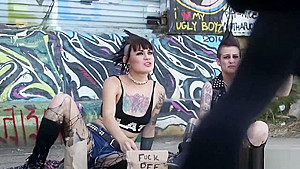 Punk rock slut rides dick