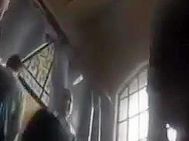 Pursuing blond girl of the wonderful ass of white skirt