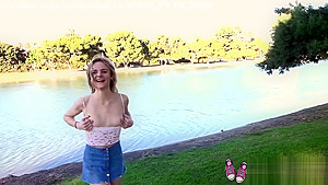 Real teens 18+ - New girl Addee public flashing & masturbation