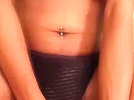 Redhead Ladyboy in Black Stockings Pulls out a Long Dick till