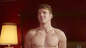 Ripped hunk brought to the edge during bdsm
