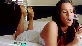 Sandy yardish smoking on webcam