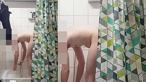 Security Guard Taking Shower And Cum
