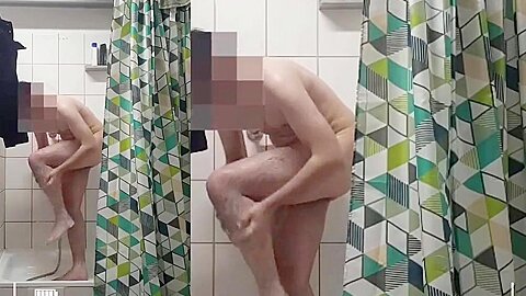 Security Guard Taking Shower And Cum