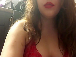 Sexy Pale Brunette teen 18+ Smoking in Red Lace Lingerie and Red Lipstick