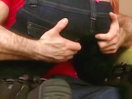 Sexy blonde Tgirl ass fucked by big cock