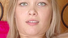 Sexy blonde gets a facial after her first time sex