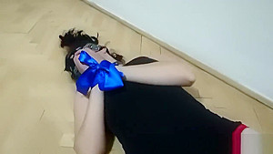 Sexy bondage slave girl serving her Master