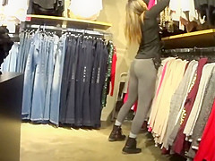 Sexy teen 18+ Girl in Leggings with Perfect Ass and Legs