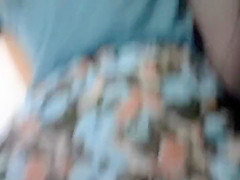Shaved pussy in an upskirt