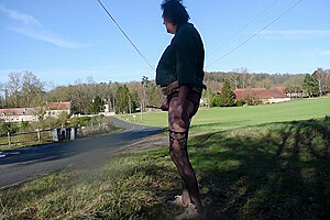 Shemale Trans Sounding Lingerie Outdoors 8
