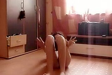Slim tall gal masturbation on the floor