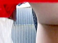 Stockings upskirt on escalator