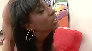 Stunning black slut gets her pierced pussy fucked hard and gets a massive facial