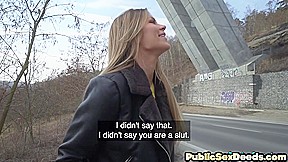 Stunning public picked up babe smashed in POV after BJ