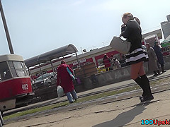 Surprising free upskirt footage with plump girlfriend