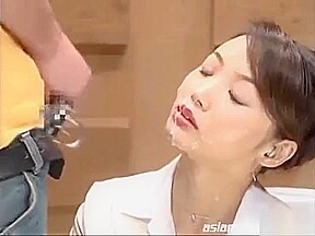 TV announcer bukkake