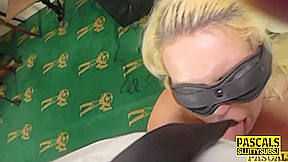 Tied Up And Blindfolded Busty Milf Sub