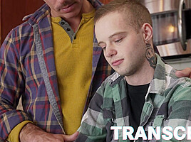 Transcest Horny FTM lad Asher James gets wet hole eaten out by DILF