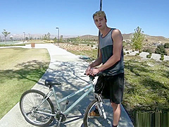 Two Asian teens 18+ at the Playground Ride a Strangers Bicycle and Big Cock