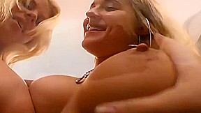 Two busty blondes one lucky cock