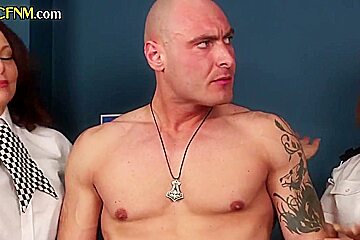 Uniformed Cfnm Dommes Beat Off Subject In Erotic Gro
