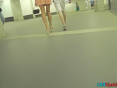 Upskirt ass video with chick in classic panties