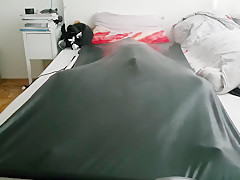 Vacbed fun alone with dildo in ass