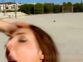 Very Hot Brunette Fucked And Taking Facial In Public