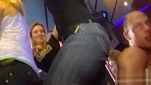 Wild cheeks sucking dick in club