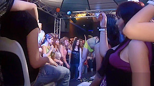 Wild cheeks sucking dick in club