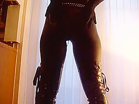 Woman enjoying taut leather