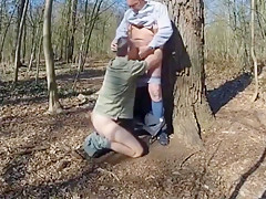 Young Gay Fucks Older Man In Woods and Sucks His Small Dick