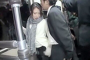 asian girl goped and fucked in public train