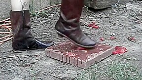 boots stomping fruit