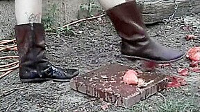 boots stomping fruit