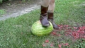 boots stomping fruit