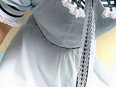 crossdresser wore dress and pad