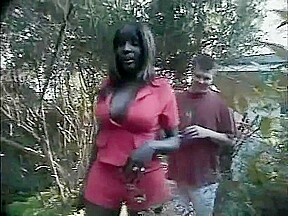 ebony TS in boots and hot pants gets picked up in park