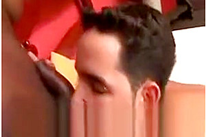 ebony tranny whore Sticks enormous wang Down studs throat