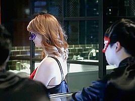 korean dude having threesome with russian women in a sex club
