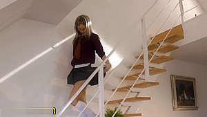 uniformed teen 18+ fingering her wet pussy HD
